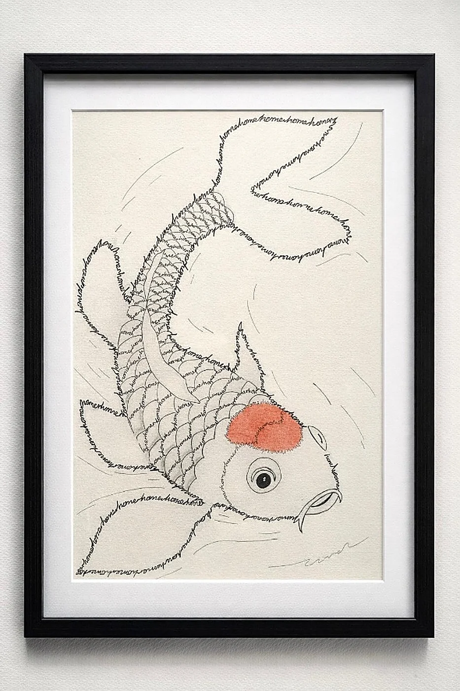 Framed bespoke koi fish artwork